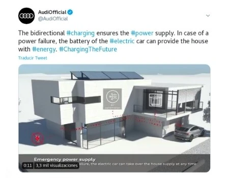 Audi desarrolla la carga bidireccional, tecnología del e-tron que podrá suministrar energía a una vivienda.